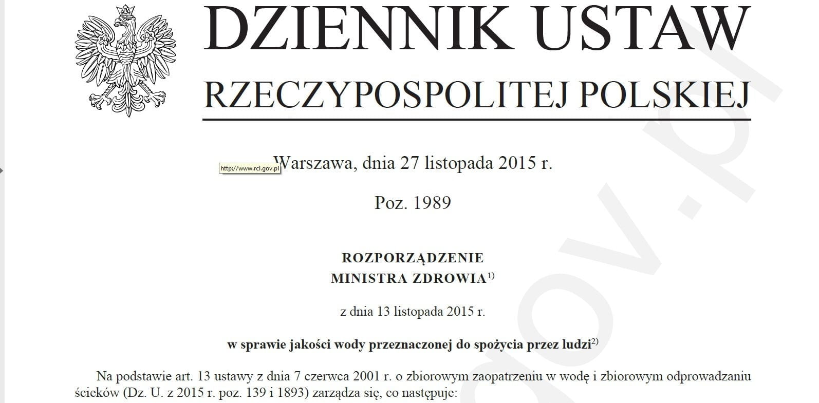 You are currently viewing Projekt nowego rozporządzenia w sprawie jakości wody pitnej